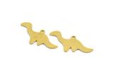 Brass Dinosaur Charm, 12 Raw Brass Dinosaur Shaped Charms With 1 Loop, Findings (13x28x0.60mm) A5406