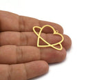 Brass Heart Charm, 4 Raw Brass Heart Shaped Charms With 1 Loop, Findings, Pendants (29x39x0.60mm) A5363