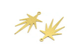 Brass Star Charm, 12 Raw Brass North Star Charms With 1 Loop, Findings (34x18x0.60mm) A5409