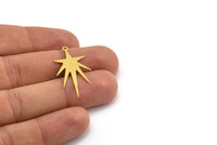 Brass Star Charm, 12 Raw Brass North Star Charms With 1 Loop, Findings (34x18x0.60mm) A5409