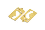 Brass Footprint Charm, 12 Raw Brass Footprint Patterned Rectangle Shaped Charms With 1 Loop, Charm Pendants (24.5x13x0.60mm) A5403