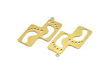 Brass Footprint Charm, 6 Raw Brass Footprint Patterned Rectangle Shaped Charms With 1 Loop, Charm Pendants (37.5x23x0.60mm) A5404