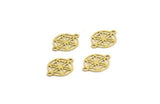 Brass Circle Charm, 50 Raw Brass Circle Connectors With 2 Loops, Findings (9x12x0.40mm) F118
