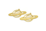 Brass Saturn Charm, 12 Raw Brass Saturn Shaped Charms With 1 Loop, Pendants, Planet Findings (19x30x0.60mm) A5396