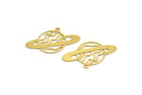Brass Saturn Charm, 12 Raw Brass Saturn Shaped Charms With 1 Loop, Pendants, Planet Findings (19x30x0.60mm) A5396