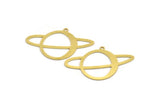 Brass Saturn Charm, 8 Raw Brass Saturn Shaped Charms With 1 Loop, Pendants, Planet Findings (26.5x42x0.60mm) A5400