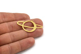Brass Saturn Charm, 8 Raw Brass Saturn Shaped Charms With 1 Loop, Pendants, Planet Findings (26.5x42x0.60mm) A5400