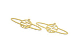 Brass Saturn Charm, 12 Raw Brass Saturn Shaped Charms With 1 Loop, Pendants, Planet Findings (19x49.5x0.60mm) A5390