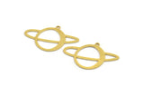 Brass Saturn Charm, 12 Raw Brass Saturn Shaped Charms With 1 Loop, Pendants, Planet Findings (20x31.5x0.60mm) A5401