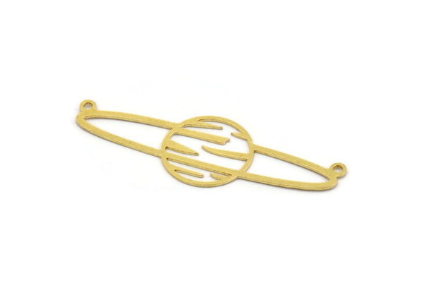 Pirinç Satürn Tılsımı, 2 Döngülü 12 Ham Pirinç Satürn Şekilli Tılsım, Kolye Uçları, Gezegen Parçaları, Bağlantı Parçaları (17x51x0,60 mm) A5393