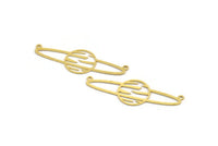 Pirinç Satürn Tılsımı, 2 Döngülü 12 Ham Pirinç Satürn Şekilli Tılsım, Kolye Uçları, Gezegen Parçaları, Bağlantı Parçaları (17x51x0,60 mm) A5393