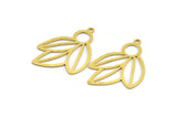 Brass Leaf Charm, 12 Raw Brass Leaf Charms With 1 Loop, Charm Pendants (30x22x0.60mm) A5394