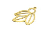 Brass Leaf Charm, 12 Raw Brass Leaf Charms With 1 Loop, Charm Pendants (30x22x0.60mm) A5394