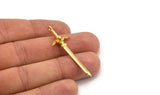 Zelda Sword Charm, 2 Gold Plated Brass Sword Charms with 1 Loop, Earrings,Charms Pendants, Findings (49x15mm) N0800 Q0695