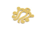 Brass Ethnic Charm, 24 Raw Brass Ethnic Motif Charms With 1 Hole, Earring Charms (17x16.5x0.60mm) A5435