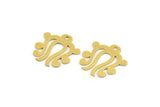 Brass Ethnic Charm, 24 Raw Brass Ethnic Motif Charms With 1 Hole, Earring Charms (17x16.5x0.60mm) A5435