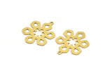 Brass Flower Charm, 10 Raw Brass Flower Charms With 1 Loop, Charm Pendants (26x21x0.60mm) A5433
