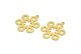 Brass Flower Charm, 10 Raw Brass Flower Charms With 1 Loop, Charm Pendants (26x21x0.60mm) A5433
