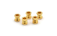 4 Gold Plated Brass Industrial Tubes, Spacer Beads, Findings (7x6mm) D0144