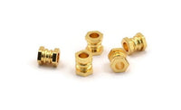 4 Gold Plated Brass Industrial Tubes, Spacer Beads, Findings (7x6mm) D0144