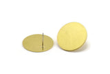 Brass Round Earring, 4 Raw Brass Round Shaped Stud Earrings (22x1mm) A2119 A5102