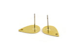 Brass Drop Earring, 10 Raw Brass Drop Shaped Stud Earrings With 1 Hole (14x9x0.80mm) A3771 A5116