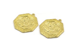 Brass Octagon Charm, Raw Brass Octagon Charm With 1 Loop, Cloud Findings, Moon And Star Findings (28x25x1.5mm) N2189