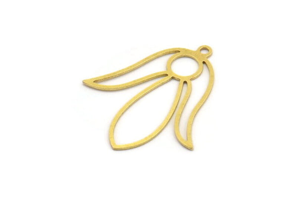 Brass Flower Charm, 24 Raw Brass Flower Charms With 1 Loop, Charm Pendants (31x27x0.60mm) A5426