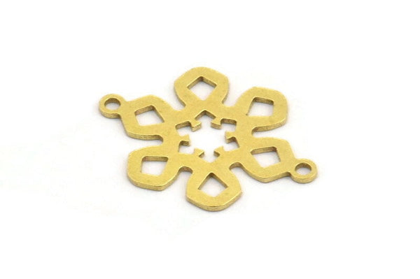 Pirinç Çiçek Tılsımı, 2 Döngülü 12 Ham Pirinç Çiçek Tılsımı, Bağlantı Parçaları (23x16x0,60 mm) A5414