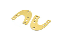 Brass Charm, 12 Raw Brass, Brass Pendants, Charm Pendants, U Shaped Charms, Brass Semi Circle Charms With 7 Holes (20x19x0.60mm) A5438
