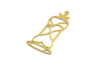 Brass Hourglass Charm, 12 Raw Brass Hourglass Shaped Charms With 1 Loop (42x21x0.60mm) A5428