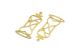 Brass Hourglass Charm, 12 Raw Brass Hourglass Shaped Charms With 1 Loop (42x21x0.60mm) A5428