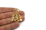 Brass Moon Charm, 4 Raw Brass Crescent Moon Charms With 1 Loop, Planet Findings, Branch Charms, Round Findings (49.5x32x0.60mm) A5427