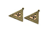 Brass Triangle Charm, Raw Brass Triangle Charm With 1 Loop, Copper Cloud Findings, Copper Moon And Star Findings (26x25x1.5mm) N2183