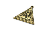 Brass Triangle Charm, Raw Brass Triangle Charm With 1 Loop, Cloud Findings, Moon And Star Findings (26x25x1.5mm) N2184