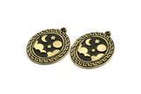 Brass Oval Charm, Raw Brass Oval Charm With 1 Loop, Cloud Findings, Moon And Star Findings (29.5x23x1.5mm) N2178
