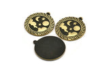 Brass Round Charm, Raw Brass Round Charm With 1 Loop, Cloud Findings, Moon And Star Findings (28x25.5x1.5mm) N2187