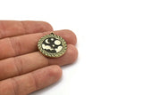 Brass Round Charm, Raw Brass Round Charm With 1 Loop, White Brass Cloud Findings, White Brass Moon And Star Findings (28x25.5x1.5mm) N2188
