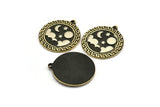 Brass Round Charm, Raw Brass Round Charm With 1 Loop, White Brass Cloud Findings, White Brass Moon And Star Findings (28x25.5x1.5mm) N2188