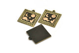 Brass Square Charm, Raw Brass Square Charm With 1 Loop, Copper Cloud Findings, Copper Moon And Star Findings (25.5x22.5x1.5mm) N2175