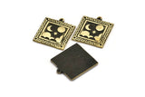 Brass Square Charm, Raw Brass Square Charm With 1 Loop, Cloud Findings, Moon And Star Findings (25.5x22.5x1.5mm) N2174