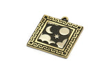 Brass Square Charm, Raw Brass Square Charm With 1 Loop, White Brass Cloud Findings, White Brass Moon And Star (25.5x22.5x1.5mm) N2173