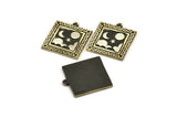 Brass Square Charm, Raw Brass Square Charm With 1 Loop, White Brass Cloud Findings, White Brass Moon And Star (25.5x22.5x1.5mm) N2173