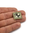 Brass Square Charm, Raw Brass Square Charm With 1 Loop, White Brass Cloud Findings, White Brass Moon And Star (25.5x22.5x1.5mm) N2173