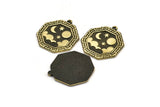 Brass Octagon Charm, Raw Brass Octagon Charm With 1 Loop, Cloud Findings, Moon And Star Findings (28x25x1.5mm) N2180