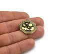Brass Octagon Charm, Raw Brass Octagon Charm With 1 Loop, Cloud Findings, Moon And Star Findings (28x25x1.5mm) N2180