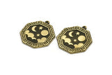 Brass Octagon Charm, Raw Brass Octagon Charm With 1 Loop, Cloud Findings, Moon And Star Findings (28x25x1.5mm) N2180
