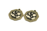 Brass Octagon Charm, Raw Brass Octagon Charm With 1 Loop, White Brass Cloud Findings, White Brass Moon And Star Findings (28x25x1.5mm) N2181