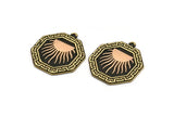 Brass Octagon Charm, Raw Brass Octagon Charm With 1 Loop, Sun Findings, Copper Sun Rising, Copper Sunshine Findings (28x25x1.5mm) N2170