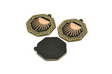 Brass Octagon Charm, Raw Brass Octagon Charm With 1 Loop, Sun Findings, Copper Sun Rising, Copper Sunshine Findings (28x25x1.5mm) N2170